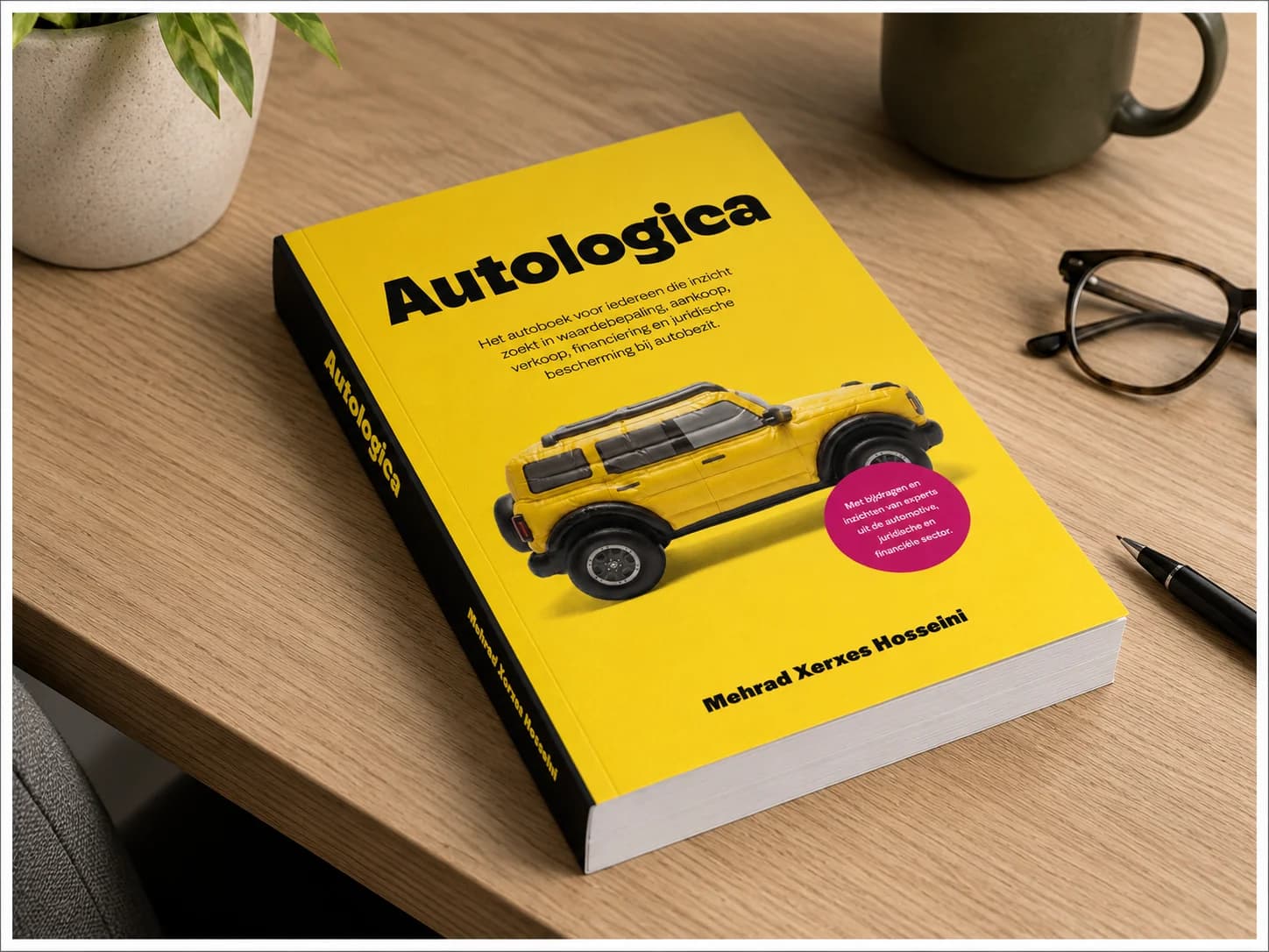 Autologica book with a signal-yellow cover, black title and a yellow off-road vehicle